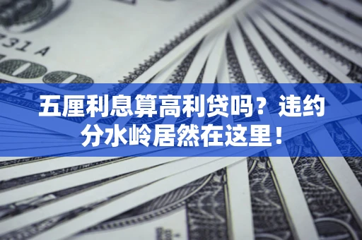 武汉五厘利息算高利贷吗？违约分水岭居然在这里！