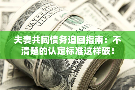 武汉夫妻共同债务追回指南：不清楚的认定标准这样破！